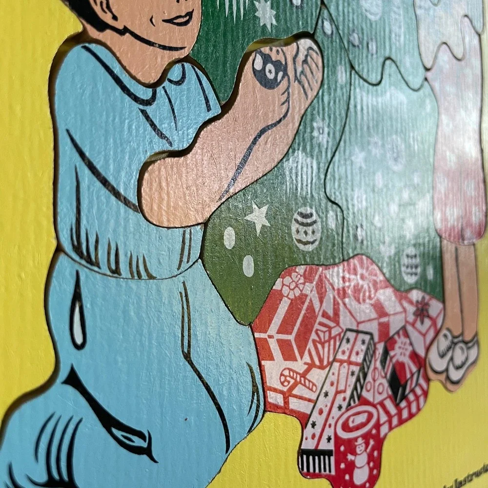 Vintage 1983 Judy Instructo Christmas Tree Wooden Tray Puzzle 15 Piece J066013